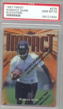 1997 Topps Finest Football #270 Warrick Dunn Rookie PSA Gem Mint 10 Tampa Bay Buccanneers