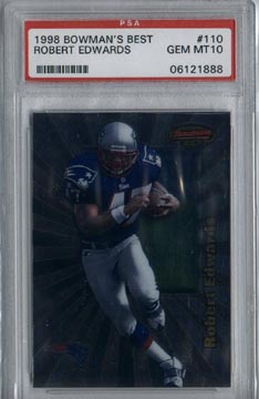 1998 Bowman's Best Football #110 Robert Edwards ROOKIE PSA Gem Mint 10 New England PATRIOTS AWESOME!