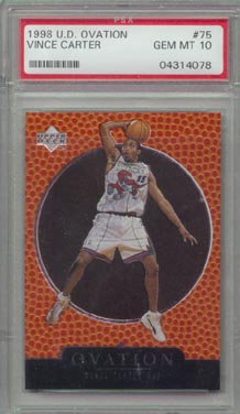 1998/99 Upper Deck Ovation Basketball #75 Vince Carter Rookie PSA Gem Mint 10 Raptors