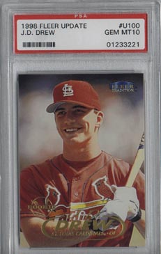 1998 Fleer Baseball Update #U100 J. D. Drew Rookie PSA GEM MINT 10