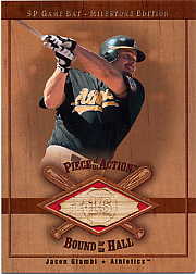 2001 SP Game Bat Milestone Piece of Action Bound for the Hall #BJG Jason Giambi