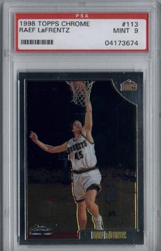 1998/99 Topps Chrome Basketball Raef LaFrentz Rookie PSA MINT 9 NICE!!