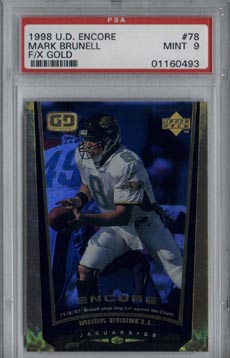 1998 Upper Deck Encore Football #78 Mark Brunell F/X Gold #54/125 PSA Mint 9 Jacksonville JAGUARS !!