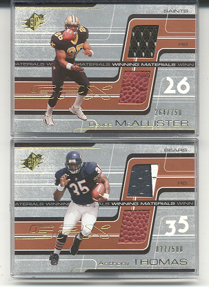 2001 SPx Winning Materials #WMAT1 Anthony Thomas/500