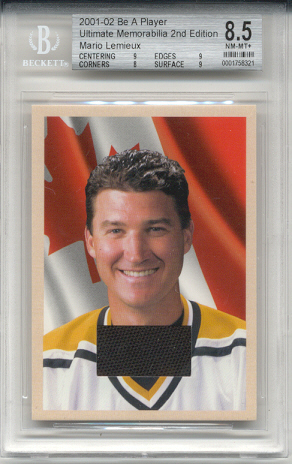 2001-02	BAP ULT. MEM. Mario Lemieux Waving the Flag Jersey Card #d 1 of 30