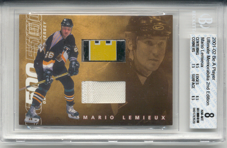 2001-02	BAP ULT. MEM. Mario Lemieux 500 Goal Scorers Jersey & Stick (3 Color) Card #d 17 of 20