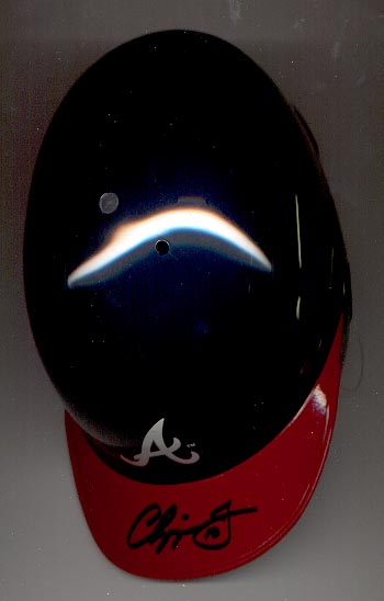 CHIPPER JONES autographed ( signed autograph ) mini-helmet