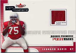 2001 Hot Prospects Rookie Premiere Postmarks Jerseys #6 Leonard Davis