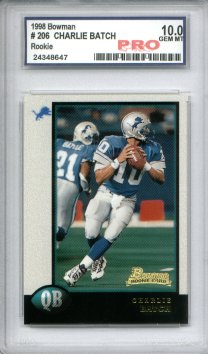 1998 Bowman #206 Charlie Batch RC Graded Pro Gem Mint 10