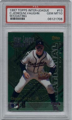 1997 Topps Finest #ILM13 Chipper Jones/Mo Vaughn Interleague Matchup PSA GEM MINT 10 BEAUTIFUL!!