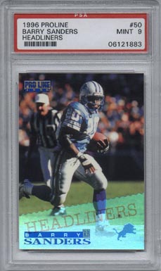 1996 Proline Football #50 Barry Sanders Headliners PSA Mint 9 Detroit LIONS HARD TO FIND!!