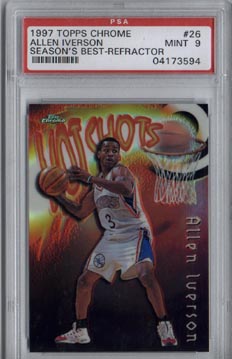 1997/98 Topps Chrome Basketball #26 Allen Iverson Season's Best Refractor PSA MINT 9 BEAUTIFUL!!
