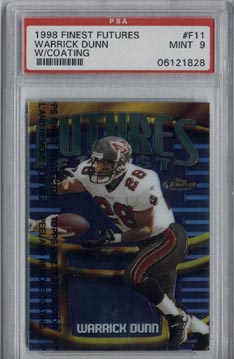1998 Topps Finest Football F11 Warrick Dunn Futures Finest PSA Mint 9 #454/500 Tampa Bay BUCCANNEERS