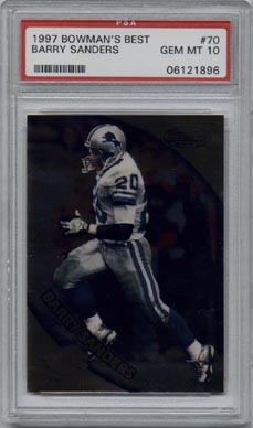 1997 Bowman's Best Football #70 Barry Sanders PSA Gem Mint 10 Detroit Lions