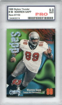 Warren Sapp 1998 Skybox Thunder Rave Graded Pro Mint 9 Serial #067/150