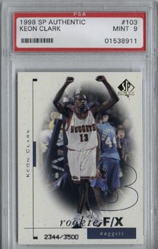 1998/99 Upper Deck SP Authentic Keon Clark Rookie PSA Mint 9 #2344/3500 NICE!!
