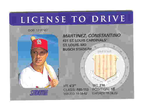 2003 Stadium Club License to Drive Game Used Bat Tino Martinez Cardinals