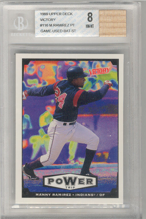 1999 Upper Deck Victory Manny Ramirez PT w/ GAME BAT BGS-8 NM/MT Indians