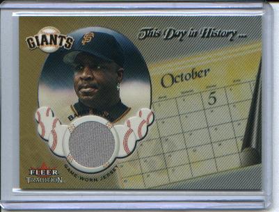 2002 Fleer Tradition Update This Day In History Game Used #6 Barry Bonds Jsy