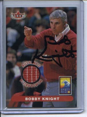 Bobby Knight Autograph Fleer Authentic Memorabilia Shirt Card
