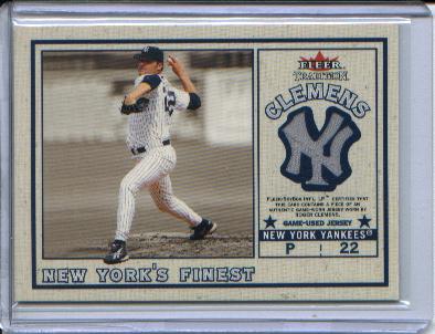 2002 Fleer Tradition Update New York's Finest Single Swatch #3 R.Clemens Jsy/Piazza