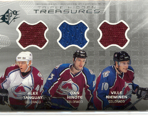 2001-02 SPx Hidden Treasures #TTTHN Alex Tanguay/Dan Hinote/Ville Nieminen