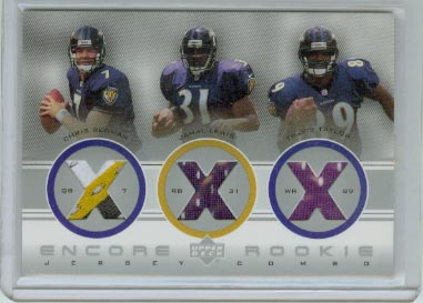 2000 Upper Deck Encore Rookie Combo Jerseys #RC7 Travis Taylor/Jamal Lewis/Chris Redman