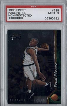 1998/99 Topps Finest Basketball #235 Paul Pierce No-Pro ROOKIE PSA Mint 9 Boston CELTICS NICE!!!!