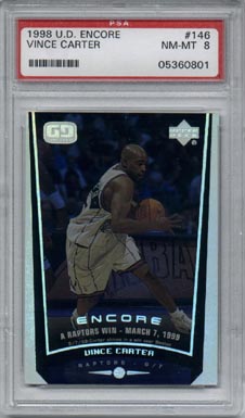1998/99 Upper Deck Encore Basketball #146Vince Carter Bonus Rookie Year PSA 8 NICE!!