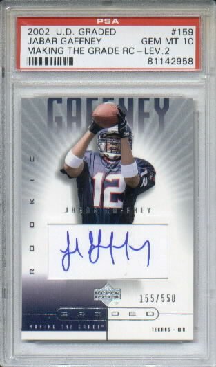 2002 UD Graded #159 Jabar Gaffney A AU RC