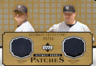 2002 Ultimate Collection Patch Card Double Gold #GC Jason Giambi/Roger Clemens