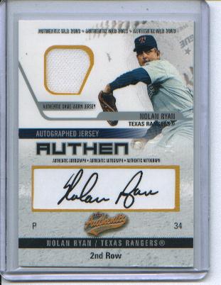 Nolan Ryan 2003 Fleer Authentix Autograph Authentic Game Worn Jersey Card #92/200 !