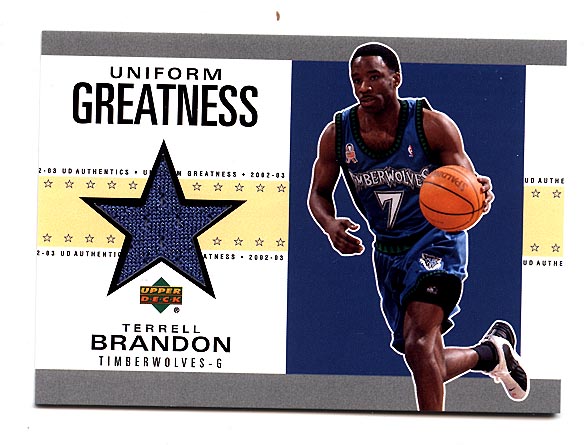 2002-03 UD Authentics Uniform Greatness #TBU Terrell Brandon