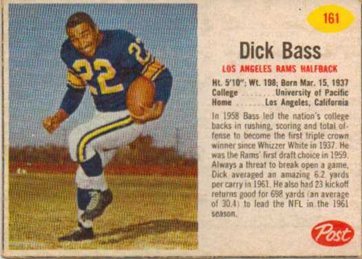 1962 Post Cereal #161 Dick Bass