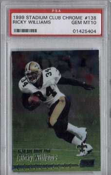 1999 Stadium Club Chrome Football #138 Ricky Williams 1999 Draft Pick ROOKIE PSA GEM MINT 10 SAINTS!