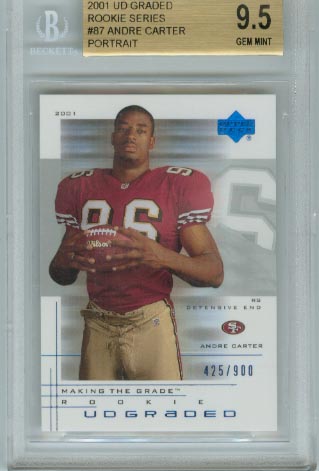 2001 UD Graded Rookie Series  #87 Andre Carter Portrait BGS Graded 9.5 Gem Mint  #d 425/900