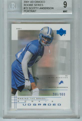 2001 UD Graded Rookie Series  #72 Scotty Anderson Portrait  BGS Graded 9 Mint  #d 286/900