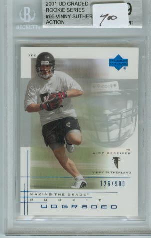 2001 UD Graded Rookie Series  #66  Vinny Sutherland Action  BGS Graded 9 Mint  #d 126/900