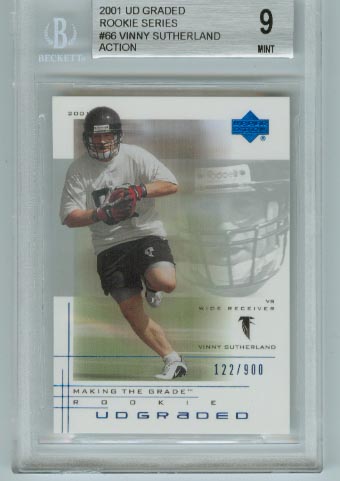 2001 UD Graded Rookie Series  #66 Vinny Sutherland Action  BGS Graded 9 Mint  #d 122/900