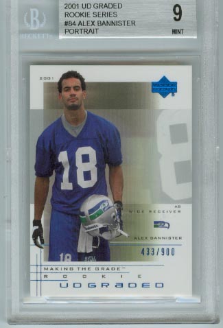 2001 UD Graded Rookie Series  #84 Alex Bannister Portrait  BGS Graded 9 Mint  #d 433/900