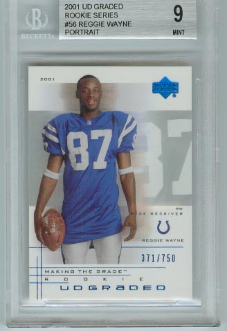 2001 UD Graded Rookie Series  #56 Reggie Wayne Portrait  BGS Graded 9 Mint  #d 371/750