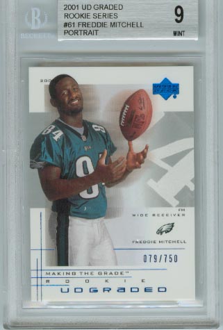 2001 UD Graded Rookie Series  #61 Freddie Mitchell Portrait  BGS Graded 9 Mint  #d 079/750