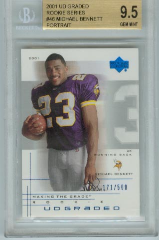 2001 UD Graded Rookie Series  #46 Michael Bennett Portrait  BGS Graded 9.5 Gem Mint  #d 171/500