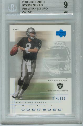 2001 UD Graded Rookie Series  #80 Marques Tuiasosopo Action  BGS Graded 9 Mint  #d 274/900