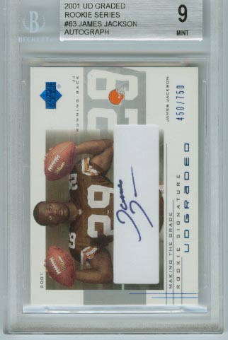 2001 UD Graded Rookie Series  #63 James Jackson Autograph  BGS Graded 9 Mint  #d 450/750