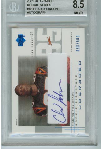2001 UD Graded Rookie Series  #48 Chad Johnson Autograph  BGS Graded 8.5 NM-MT+  #d 068/500