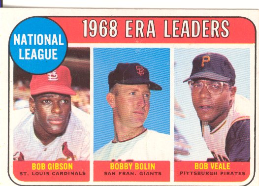 1969 Topps #8 NL ERA Leaders/Bob Gibson/Bobby Bolin/Bob Veale