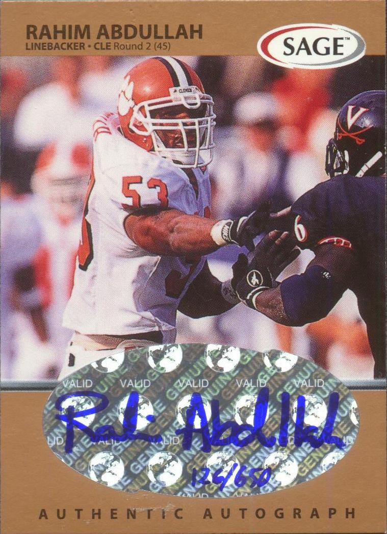 1999 SAGE Autographs Bronze #A1 Rahim Abdullah/650