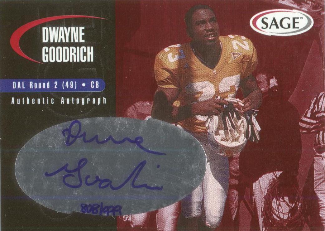 2000 SAGE Autographs Red #A17 Dwayne Goodrich/999