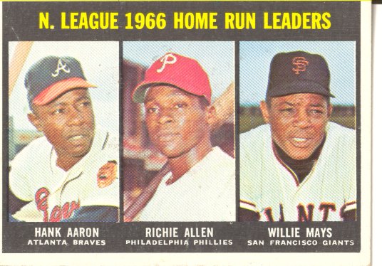 1967 Topps #244 NL Home Run Leaders/Hank Aaron/Richie Allen/Willie Mays